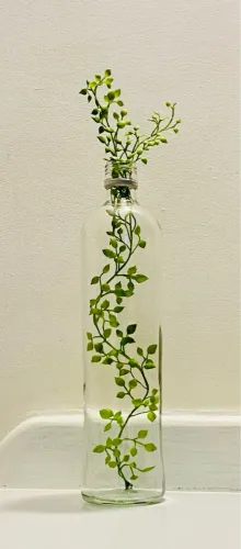 Vaso Garrafa com planta Decorativa 
