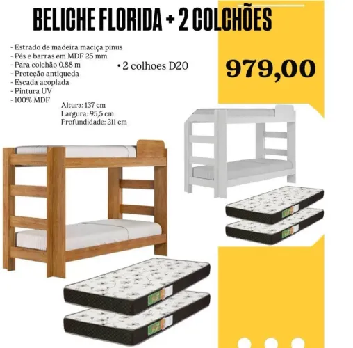 Beliche florida + 2 colchões- FRETE GRATIS / ENTREGA HOJE!! 