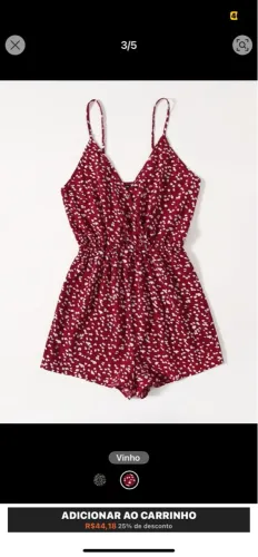 Macacão Feminino Estampado Vinho