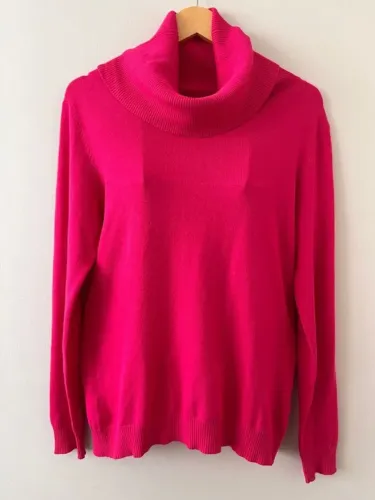 blusa tricot rosa tamanho G gola alta