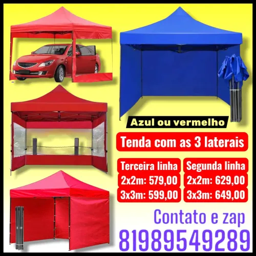 Tenda com as laterais ferragem sanfonda fácil de montar e desmontar 