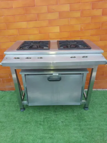 Fogão industrial inox 2 bocas forno 
