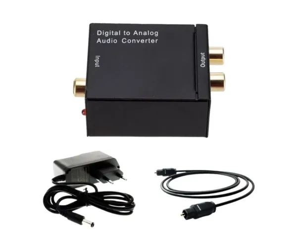 Kit Conversor Digital de Áudio Óptico Para Rca +Fonte +Cabo Óptico