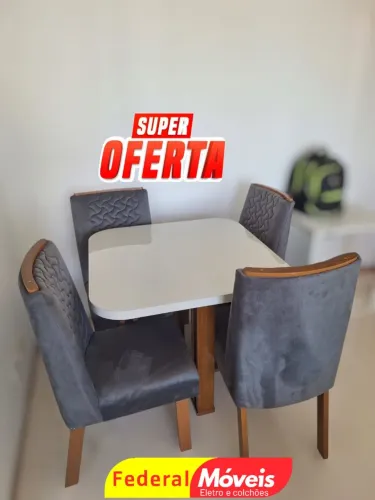 Conjunto Mesa 4 Cadeiras 90x90cm - Novo! Perfeito para sua sala de jantar