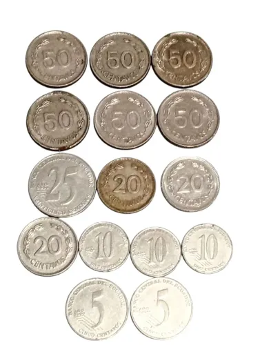 15 Moedas Antigas do Equador - Coleção