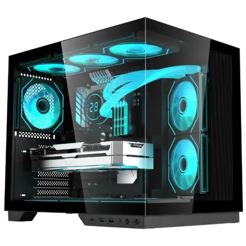 GABINETE GAMER FORTREK CLARITY MAX ATX PRETO (FANS NÃO INCLUSAS) NOVO LACRADO!