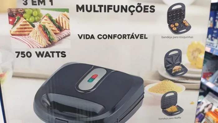 Sanduicheira Eletrica 3 em 1 - Prepara sanduiche, rosquinha e waffles!