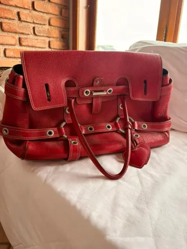 Bolsa Luella de couro vermelha - grande