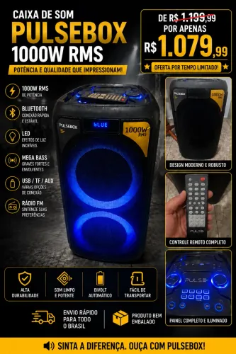 Caixa de Som Pulsebox 1000W RMS