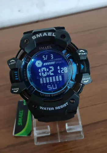 RELOGIO SMAEL PRETO COM AZUL APROVA D'ÁGUA