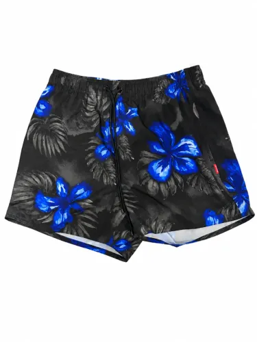 Short Masculino Reserva Preto Floral Azul Tamanho