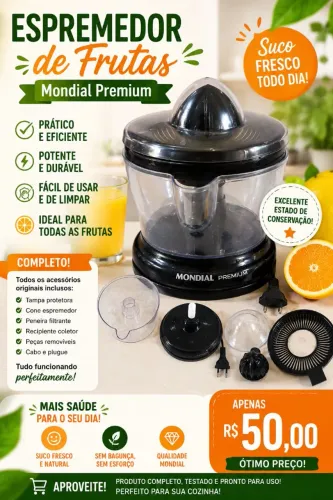 VENDE-SE ESPREMEDOR DE FRUTAS MONDIAL PREMIUM - R$ 50,00