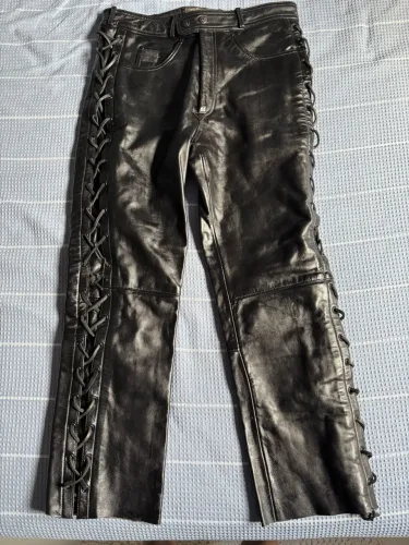 Calça em couro - side laced masculina 