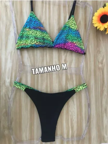 Biquíni cortininha estampado