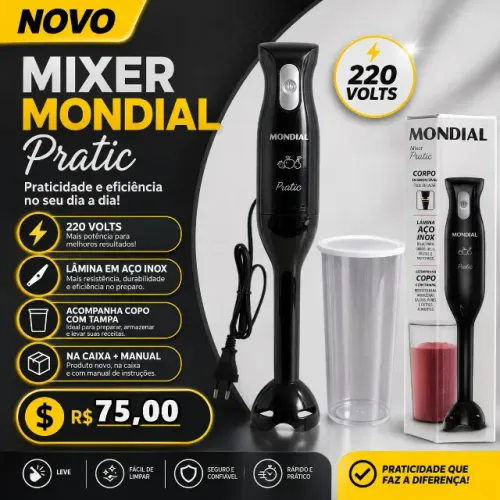 Mixer Mondial Pratic 220V Com Copo Com Tampa, Novo