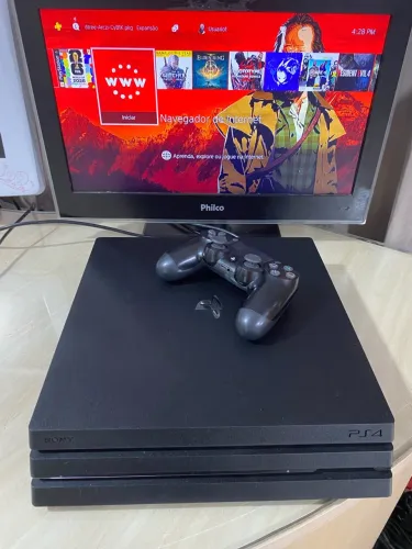 Ps4 Pro Gold Hen 2 controles + Jogos + Cabos