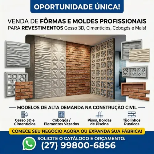 Lote de Fôrmas Profissionais para Revestimentos, Cobogós, Tijolinhos e pisos