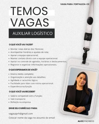 AUXILIAR LOGÍSTICO COM EXPERIÊNCIA