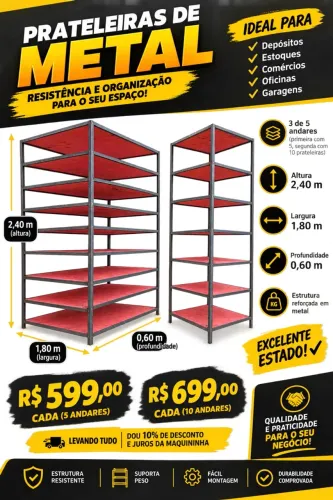 Prateleiras pra estoque aço