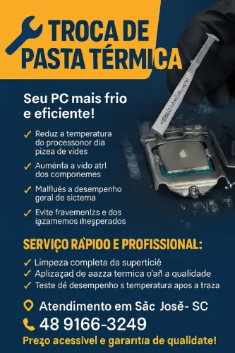 Limpeza de computador, desktop + troca de pasta térmica 120,00R$