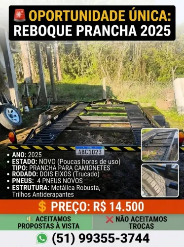 Reboque Prancha para Camionete - plataforma para transporte
