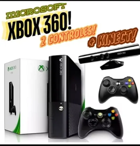 Xbox 360 desbloqueado Jtag Full, com 2 controles e Kinect usados