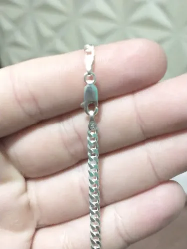 Corrente em prata 925 elos grummet escama de peixe 4mm × 60cm nova