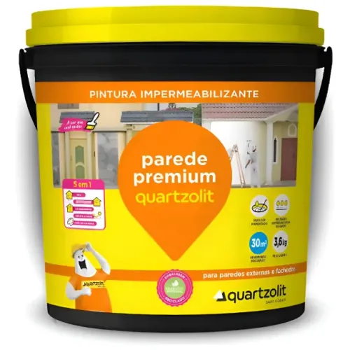 Tinta Impermeabilizante Quartzolit Parede Externa 5x1 Fachada Premium Emborrachada infiltr