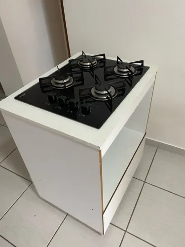 Cooktop Philco 4 Bocas Vidro Temperado + Balcão MDF com Gaveta