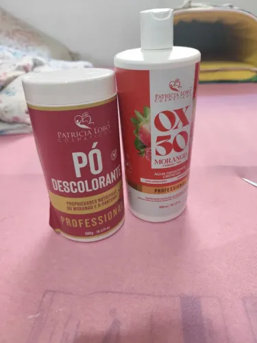 BANHO DE LUA DE MORANGO PROFISSIONAL AGUA OXINEGADA E PÓ DESCOLORANTE