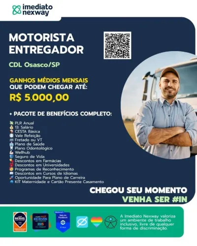 Motorista Entregador Cat C e D 