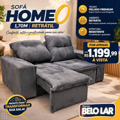 Sofá retrátil reclinável 