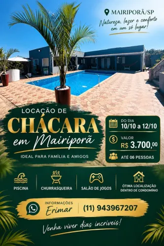 Chácara para temporada Natal e ano novo Disponível