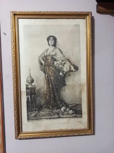 Quadro baseado na obra "Beleza oriental com cesta de rosas" de Nathaniel Sichel(1843/1907)