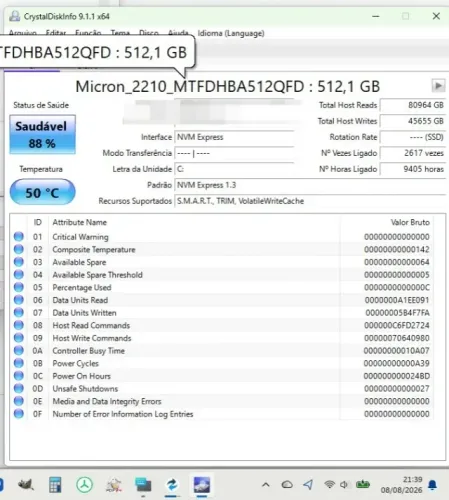 SSD NVMe 500 GB