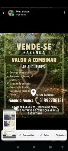 Fazenda 46 alqueires próxima a conceição 35 km a vista fais preço , sou o proprietário .