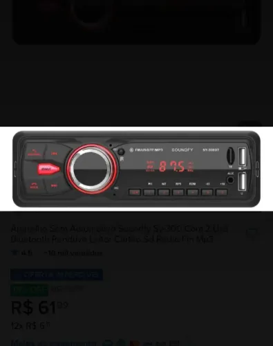 Aparelho Som Automotivo Soundfy Sy-300 Com 2 Usb Bluetooth Pendrive Leitor Cartão Sd Rádio