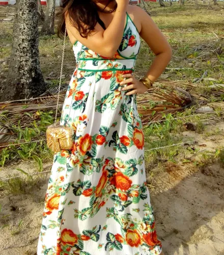 Vestido longo estampado