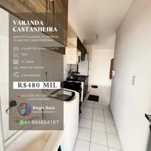 Vendo Varanda Castanheira, 3/4, sendo 2 suítes, Ao lado Shopping Castanheira Br-Para
