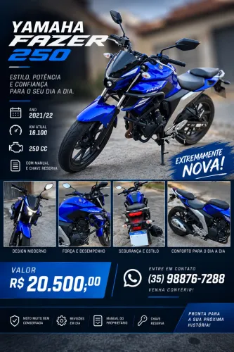 Yamaha Fazer 250 - 2021/2022 | Apenas 16.100 km
