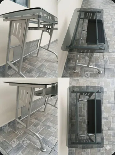 Escrivaninha Home Office Premium - Vidro Temperado Fumê R$450