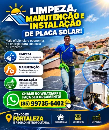 INSTALAÇÃO, MANUTENÇÃO E LIMPEZA DE PAINEL SOLARES