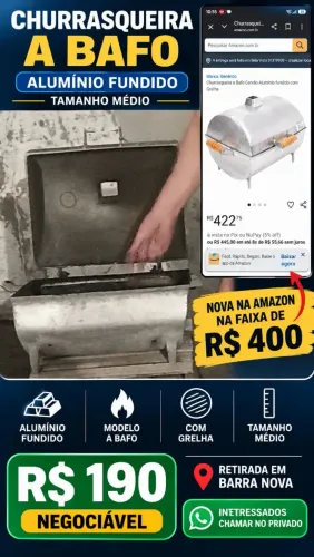CHURRASQUEIRA A BAFO DE ALUMÍNIO FUNDIDO