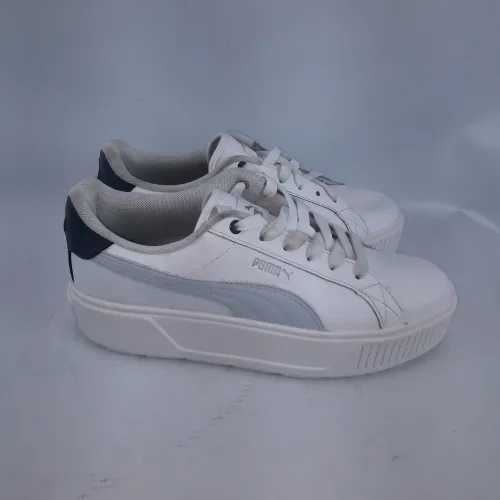 Tênis feminino puma karmen branco e azul solado plataforma 