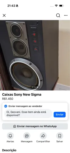 Caixa de som vintage sony new sigma