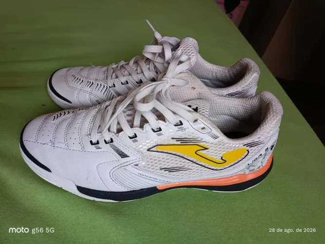 Chuteira Futsal Joma Liga 5 Branca E Amarela