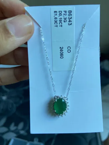 Colar de esmeraldas, brilhante e ouro branco