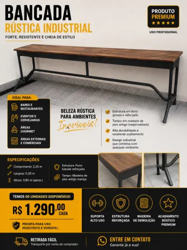 BANCADA RUSTICA INDUSTRIAL