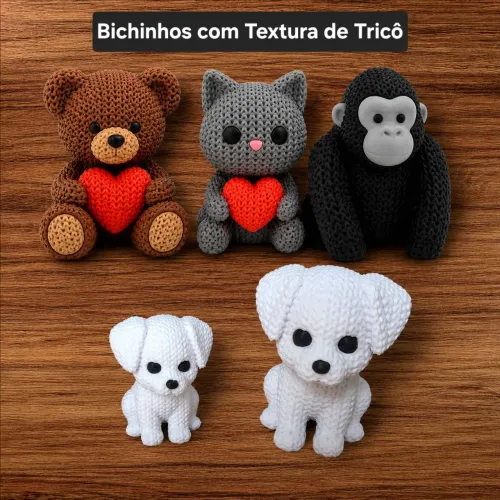 Bichinhos Com Textura de Tricô Colecionáveis