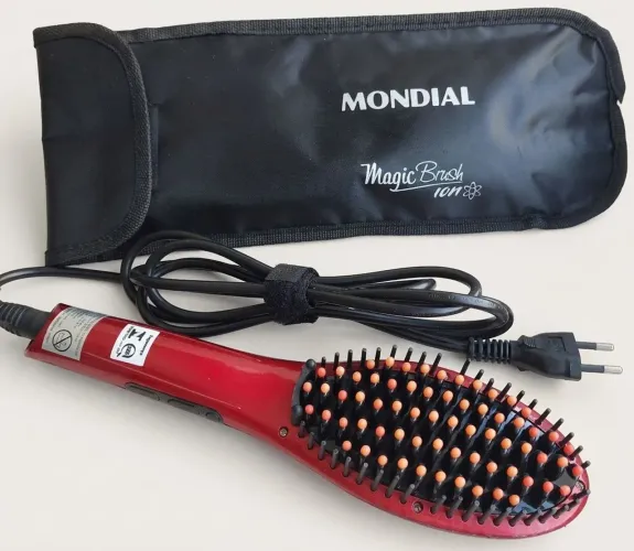 Escova Alisadora Digital Mondial Magic Brush Ion - Bivolt